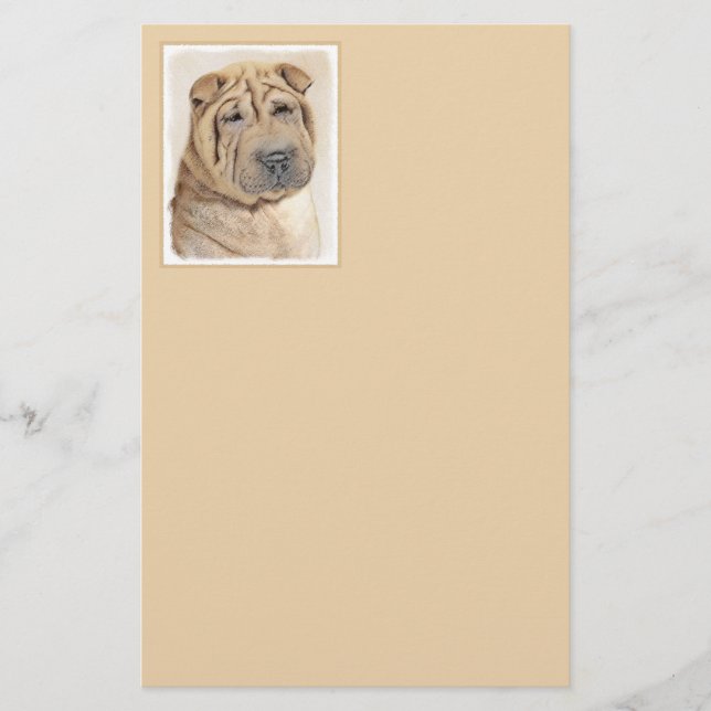 Shar Pei Painting - Cute Original Hund Art Brevpapper (Framsida)