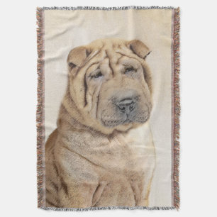 Shar Pei Painting - Cute Original Hund Art Filt