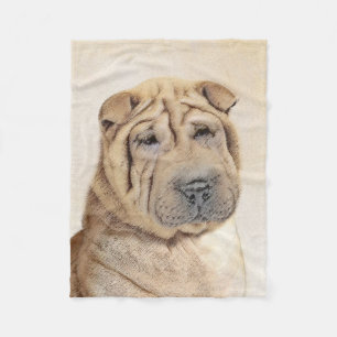 Shar Pei Painting - Cute Original Hund Art Fleecefilt
