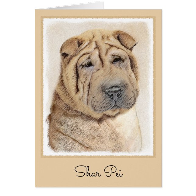 Shar Pei Painting - Cute Original Hund Art Hälsningskort (Framsidan)