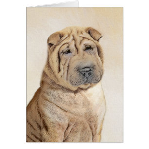 Shar Pei Painting - Cute Original Hund Art Hälsningskort