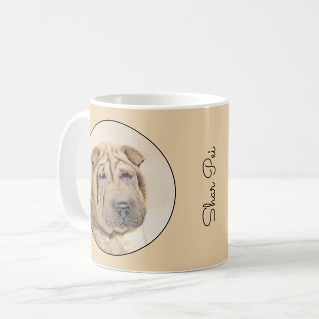 Shar Pei Painting - Cute Original Hund Art Kaffemugg (Framsida vänster)