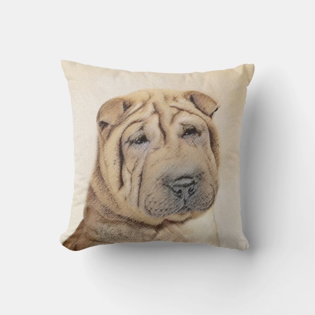 Shar Pei Painting - Cute Original Hund Art Kudde (Framsida)