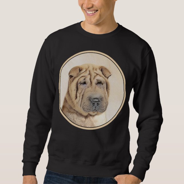Shar Pei Painting - Cute Original Hund Art Lång Ärmad Tröja (Framsida)