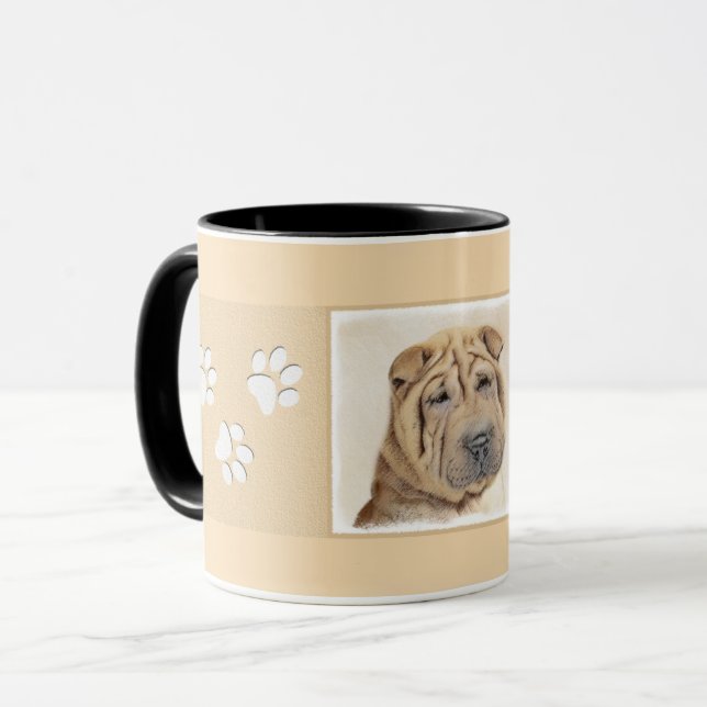 Shar Pei Painting - Cute Original Hund Art Mugg (Framsida vänster)