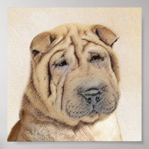 Shar Pei Painting - Cute Original Hund Art Poster