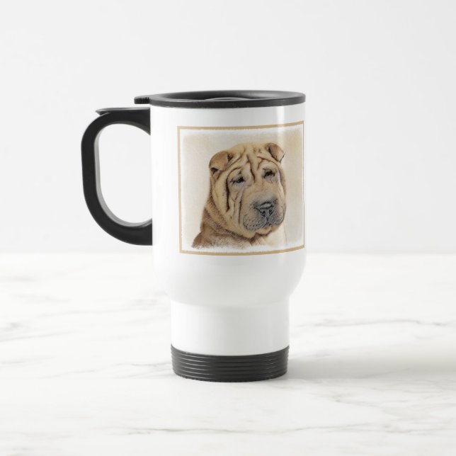 Shar Pei Painting - Cute Original Hund Art Resemugg (Vänster)