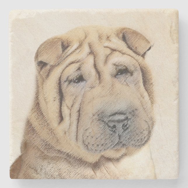 Shar Pei Painting - Cute Original Hund Art Stenunderlägg (Framsidan)