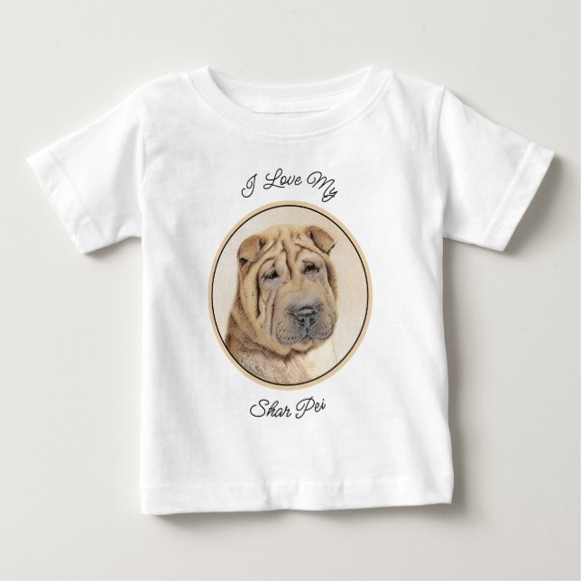 Shar Pei Painting - Cute Original Hund Art T Shirt (Framsida)