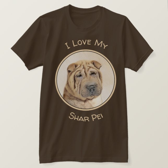 Shar Pei Painting - Cute Original Hund Art T Shirt (Design framsida)