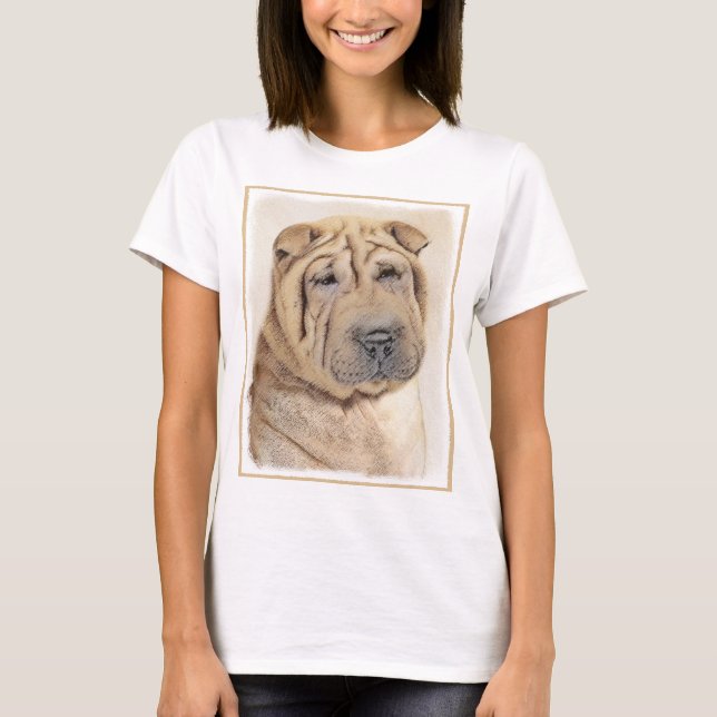 Shar Pei Painting - Cute Original Hund Art T-shirt (Framsida)
