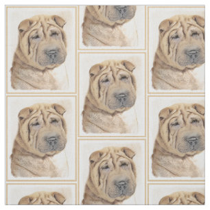 Shar Pei Painting - Cute Original Hund Art Tyg