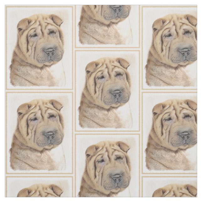 Shar Pei Painting - Cute Original Hund Art Tyg (Provkarta)
