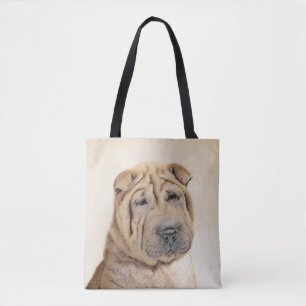 Shar Pei Painting - Cute Original Hund Art Tygkasse