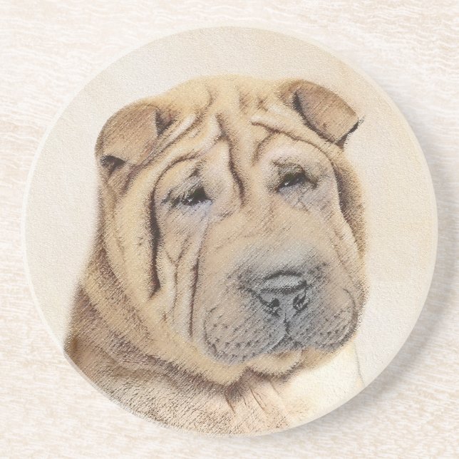 Shar Pei Painting - Cute Original Hund Art Underlägg (Framsidan)