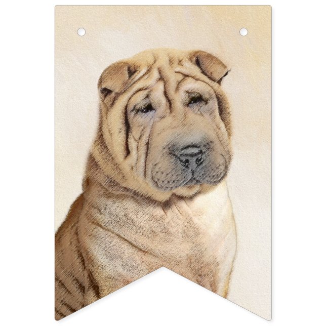 Shar Pei Painting - Cute Original Hund Art Vimplar (Första flaggan)