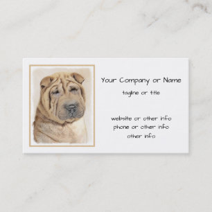 Shar Pei Painting - Cute Original Hund Art Visitkort