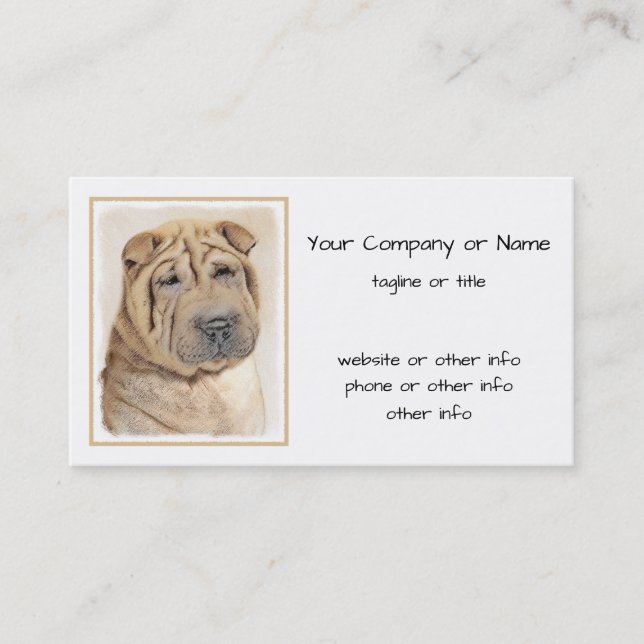 Shar Pei Painting - Cute Original Hund Art Visitkort (Framsida)