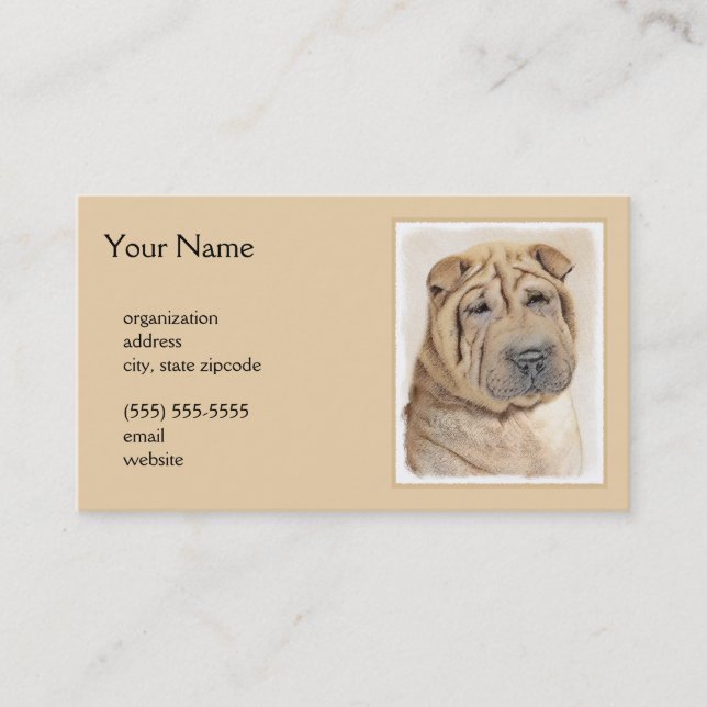 Shar Pei Painting - Cute Original Hund Art Visitkort (Framsida)