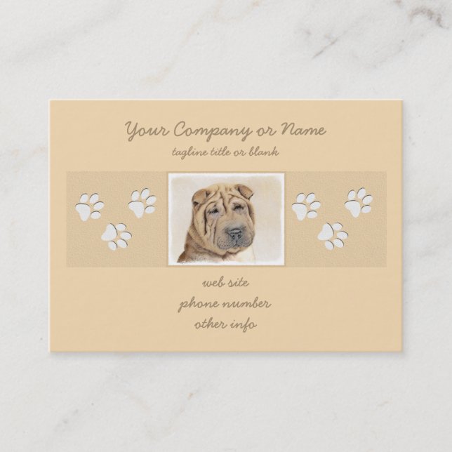 Shar Pei Painting - Cute Original Hund Art Visitkort (Framsida)