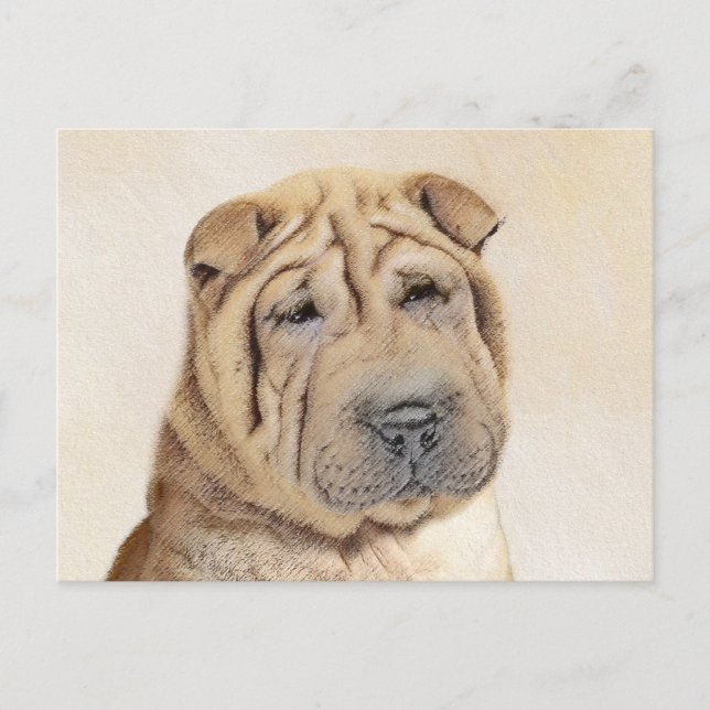 Shar Pei Painting - Cute Original Hund Art Vykort (Framsida)