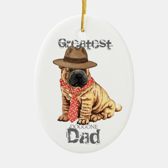 Shar-Pei Pappa Ceramic Ornament (Framsidan)