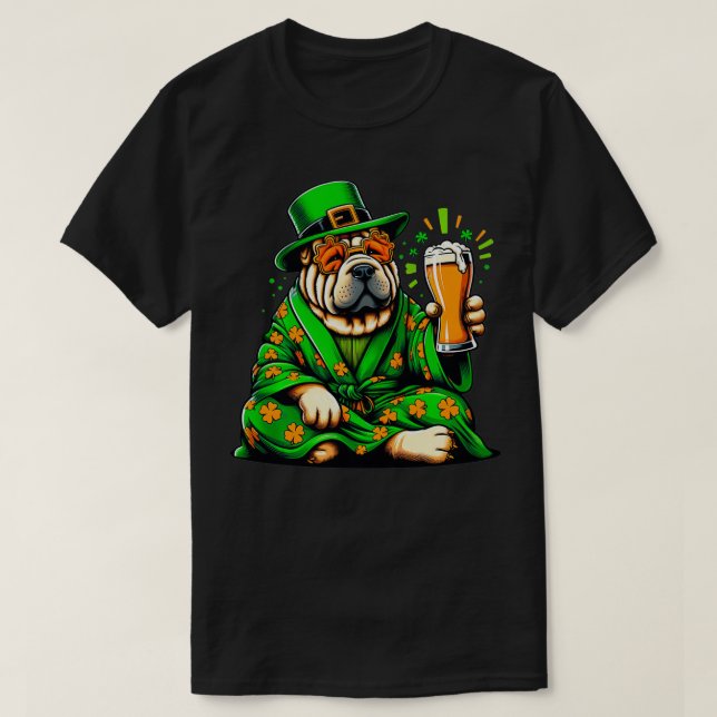 Shar Pei Patricks Day Outfit for Älskare Hund T Shirt (Design framsida)