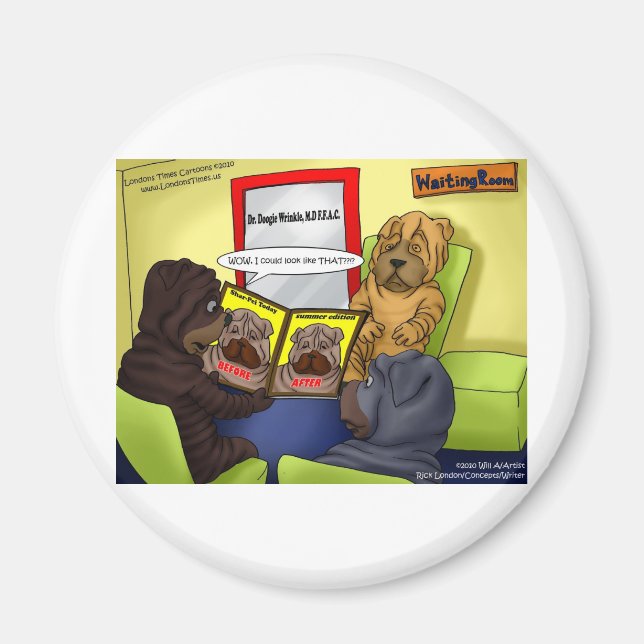Shar-Pei Plastic Surgery Funny Tees Mugg & Gifts Magnet (Framsidan)