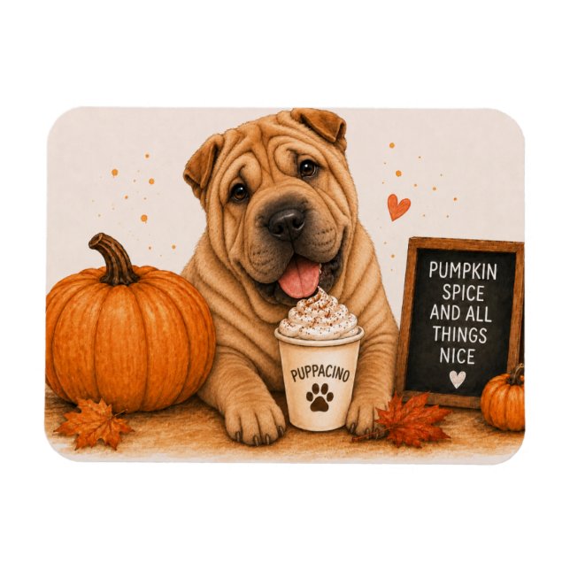 Shar Pei Pumpkin Spice Magnet (Horisontell)