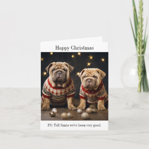 Shar Pei Puppies Lycklig-julkort Kort