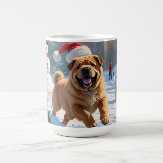 Shar Pei Runin i Snö med julklapp Kaffemugg (Center)