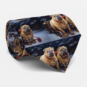 Shar Pei Snöig släde juldekoration Slips
