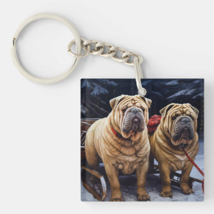 Shar Pei Snowy Sleigh-juldekalor