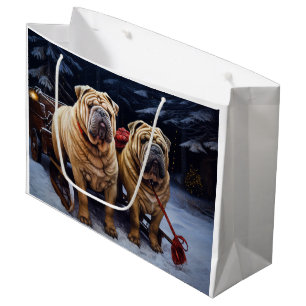 Shar Pei Snowy Sleigh-juldekalor
