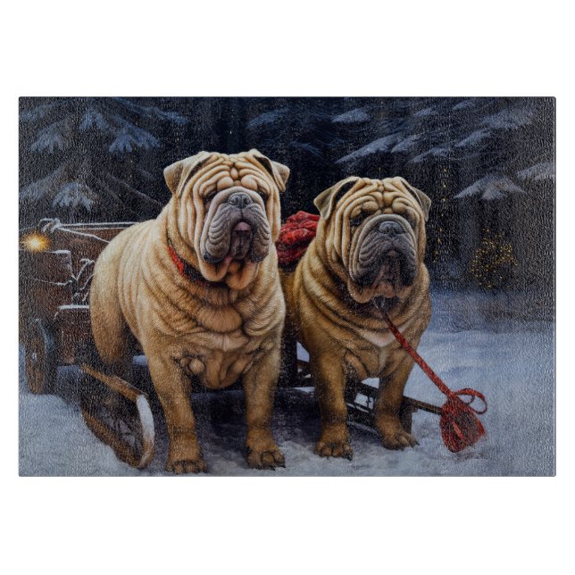 Shar Pei Snowy Sleigh-juldekalor (Framsidan)