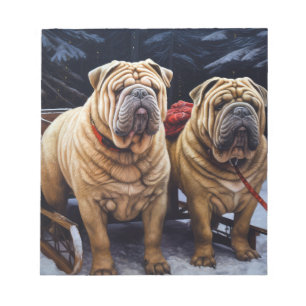 Shar Pei Snowy Sleigh-juldekalor Anteckningsblock