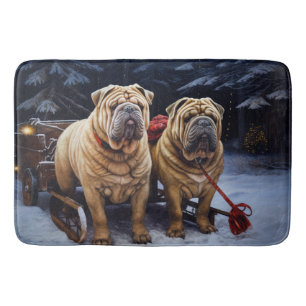 Shar Pei Snowy Sleigh-juldekalor Badrumsmatta