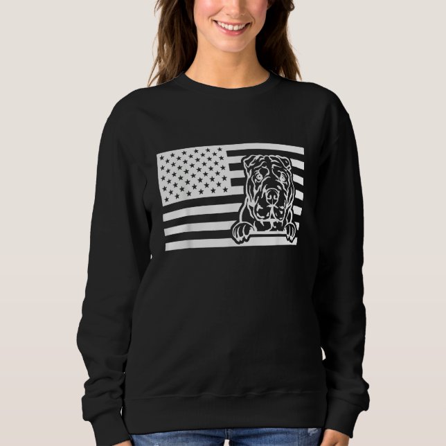 Shar Pei USA Flag T Shirt (Framsida)