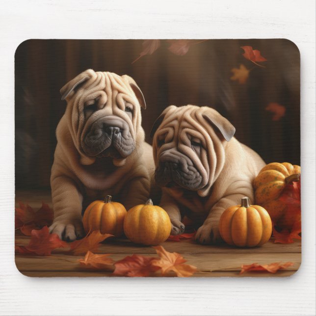 Shar Pei-valp Höstglädje Pumpa Musmatta (Framsidan)