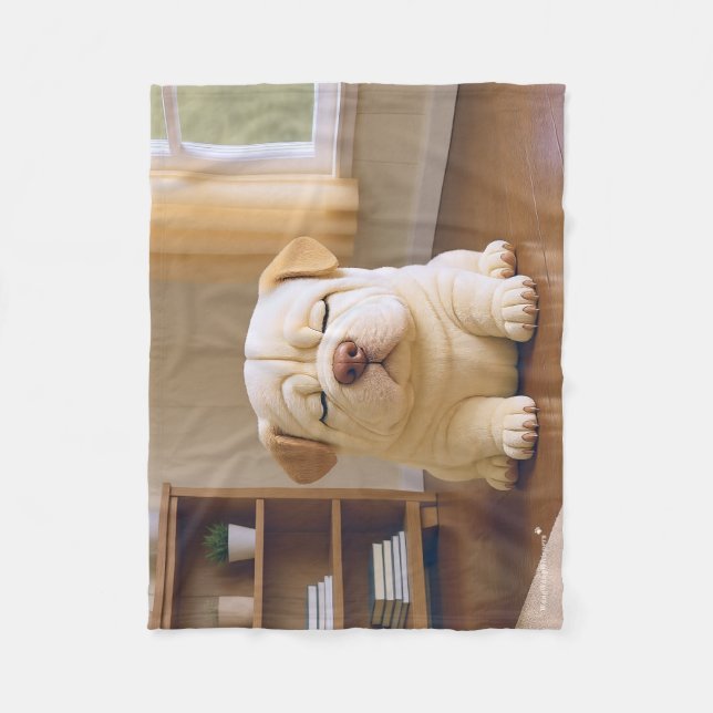Shar Pei-valp - Mjuk lugn av WangWang Fleecefilt (Framsidan)