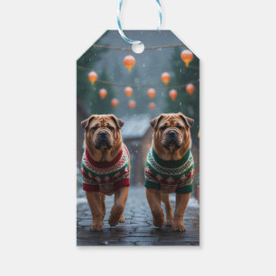 Shar Pei-valpar jul snö högtid Presentetikett