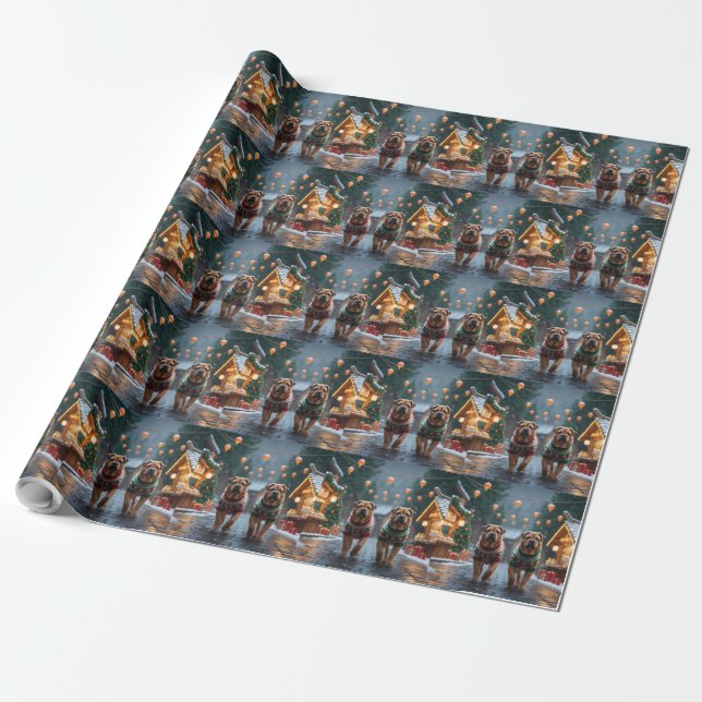 Shar Pei-valpar jul snö högtid Presentpapper (Utrullad)