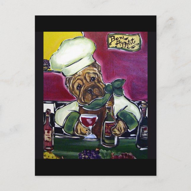 Shar-Pei Vin Chef Vykort (Framsida)