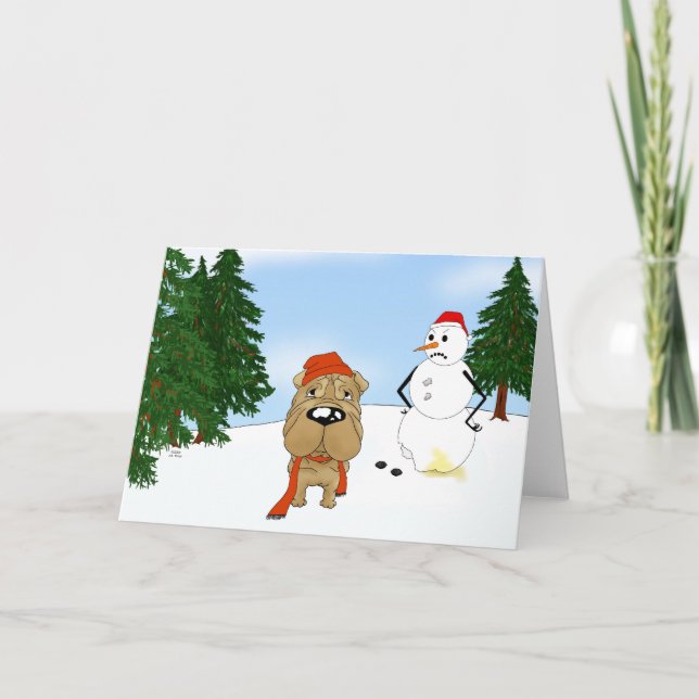 Shar-Pei Winter Scene Helgkort (Framsida)