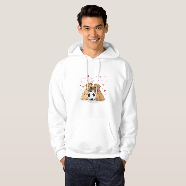 Shar Peis with soccer ball for Valentine's Day Hoodie (Hel framsida)