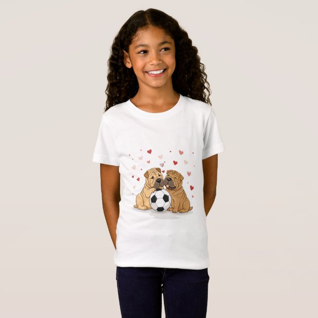 Shar Peis with soccer ball for Valentine's Day T Shirt (Hel framsida)