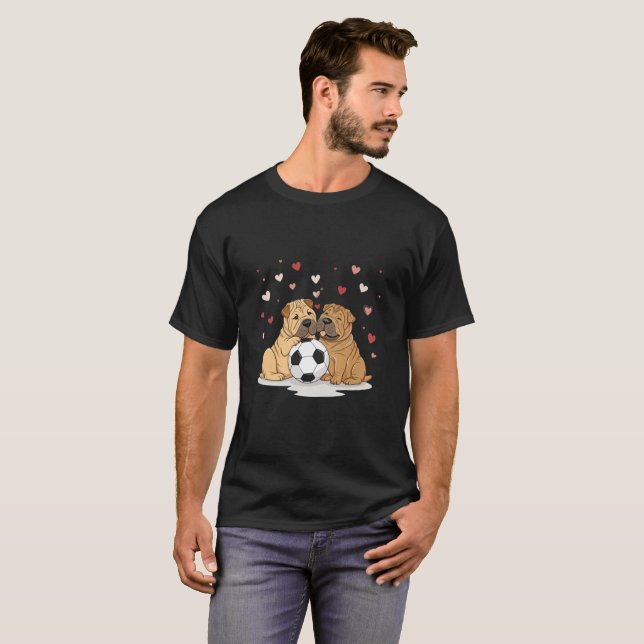 Shar Peis with soccer ball for Valentine's Day T Shirt (Hel framsida)