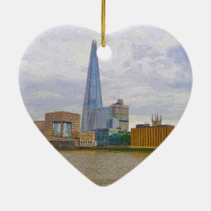 Shard, Thames River, London, England Julgransprydnad Keramik