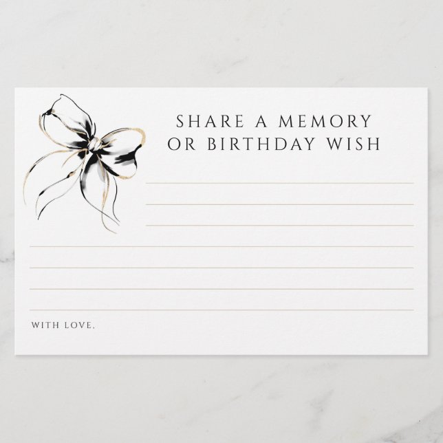 Share a Memory or Birthday Wish Black Bow Card (Framsida)