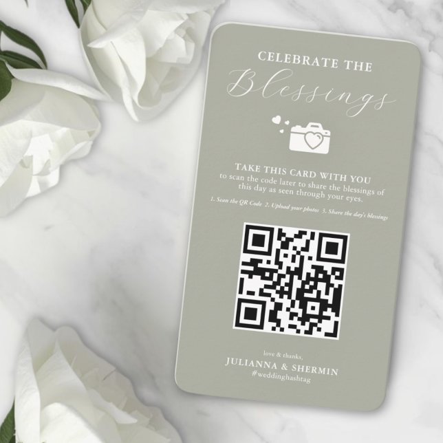 Share The Blessings Photo Sharing Card Tilläggskort (Photo Sharing QR Code Wedding Day Card)